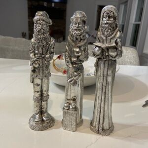 Silver Santa Claus Figurines Set